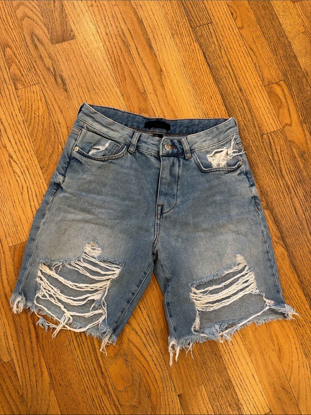 Forever 21 Light Blue Distressed Denim Shorts